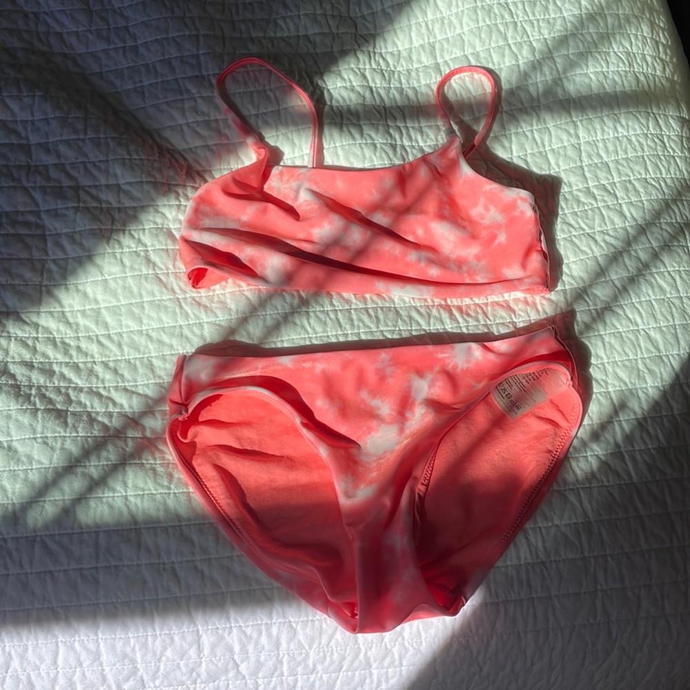 H&M pink and white tie dye bathing suit kids